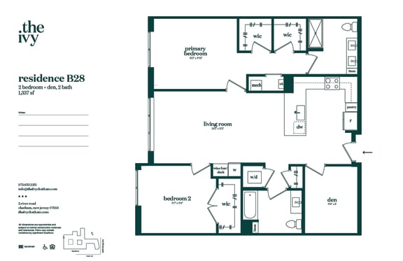 Floor Plan  B28-AP-B15 Floor Plan at The Ivy, Chatham New Jersey