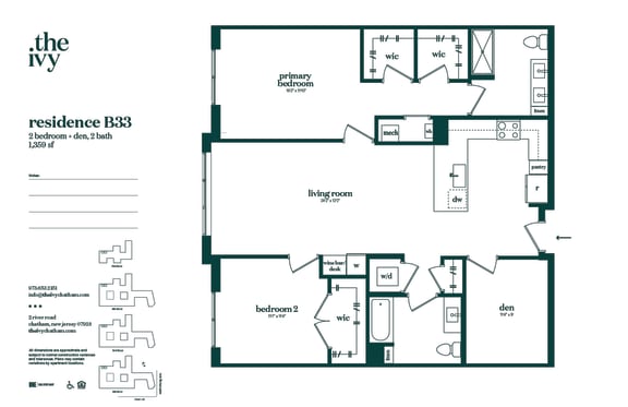 B33-AP-B15 Floor Plan at The Ivy, Chatham, 07928