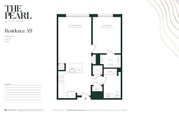 A floor plan for a residence at Pearl Station Bay