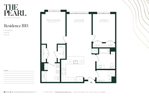 A floor plan for a residence named The Pearl at Station Bay.