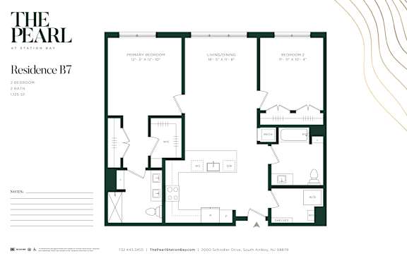 A floor plan for Residence B7 at The Pearl at Station Bay.