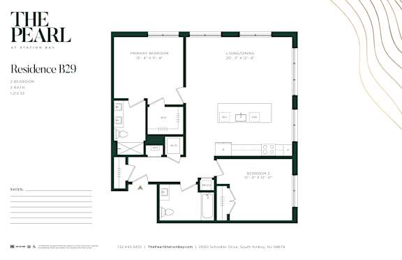 A floor plan for Residence B29 at The Pearl at Station Bay.