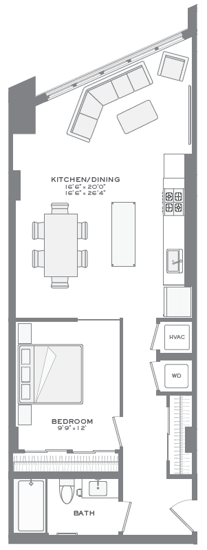 a floor plan of a bedroom apartment at Tribeca, District of Columbia, 20002