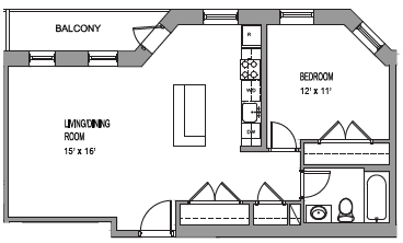 lower level floor plan of a town house with a bedroom and a living room