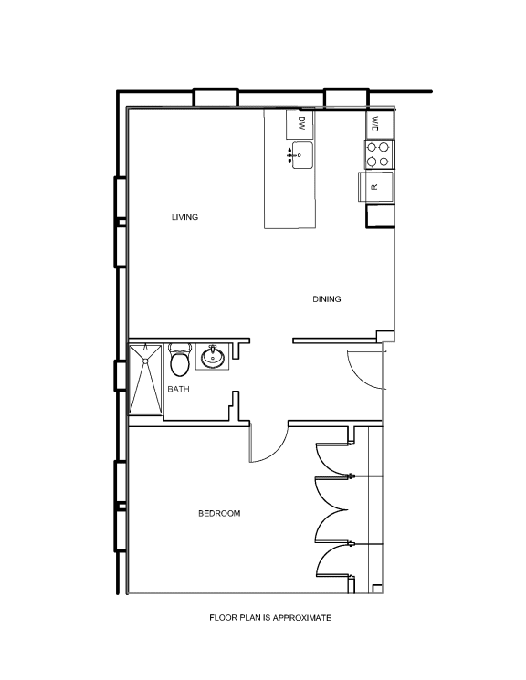 1b Floor Plan at Howard Manor, Washington, 20001