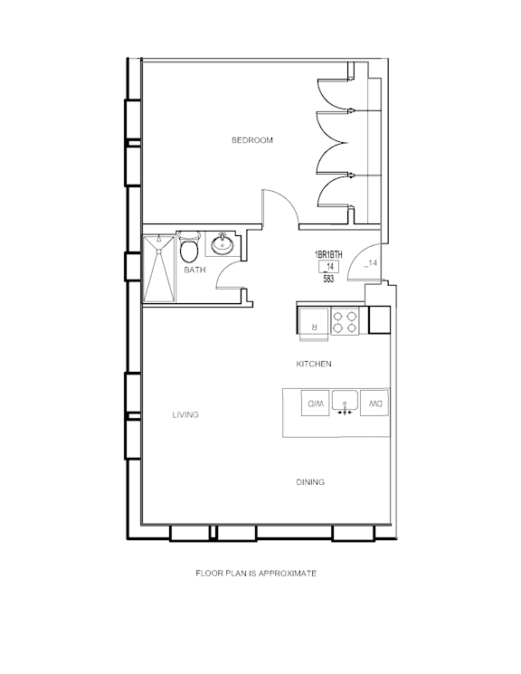 1be Floor Plan 1be Floor Plan at Howard Manor, Washington