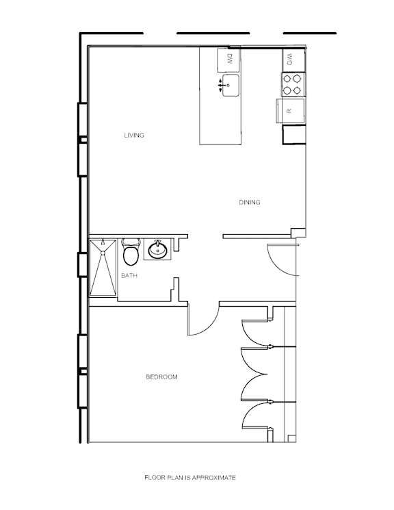 1bh Floor Plan at Howard Manor, Washington, Washington