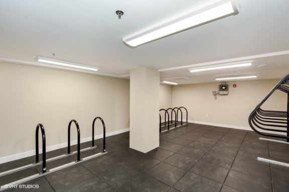 a room with a ramp and bike racks at Carver and Slowe Apartments, Washington, Washington, DC 20001