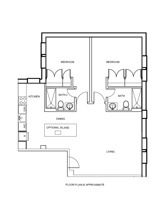 2bb Floor Plan 2bb Floor Plan at Howard Manor, Washington
