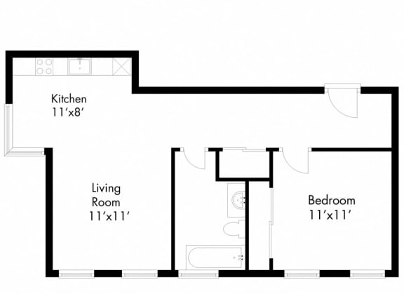 a floor plan of a room with a bedroom and a living room