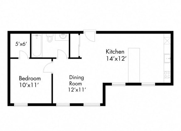 a floor plan of a house with a bedroom and a living room