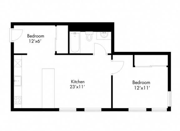 floor plan of the lower level floor plan for an open floor plan with a bedroom