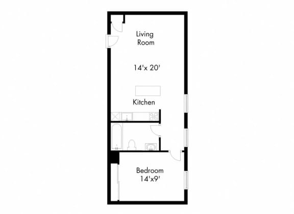 this floor plan is an approximation of a 1 bedroom floor plan