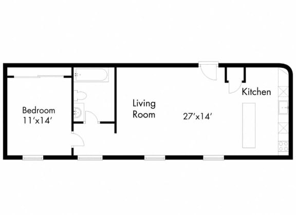 a floor plan of a room with a bedroom and a living room