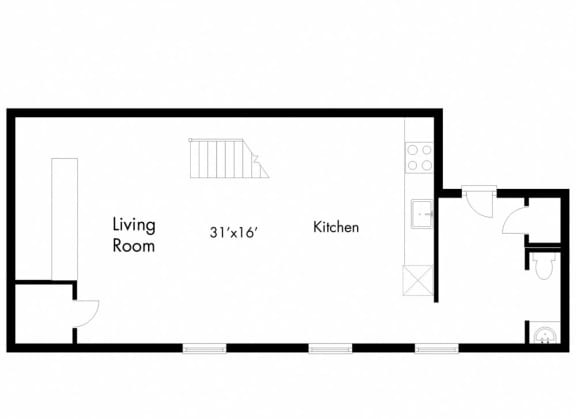 a floor plan of a room with a bedroom and a living room