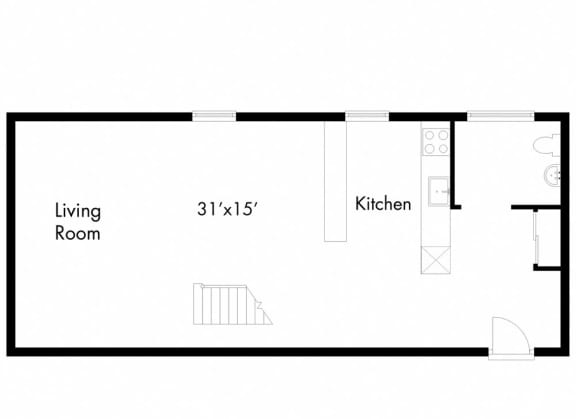a floor plan of a room with a bedroom and a living room