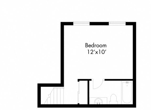 a floor plan of a room with a loft and a closet