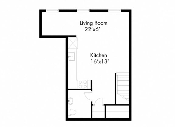 a floor plan of a house with a bedroom and a living room