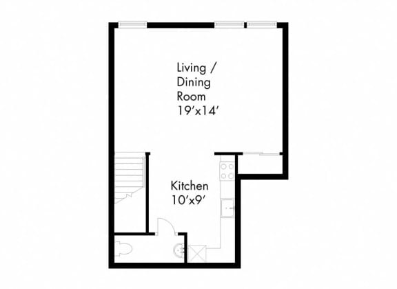 a floor plan of a house with an open floor plan with bedrooms and a kitchen