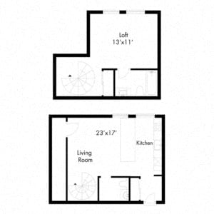 the floor plan of a small house with a living room and a kitchen