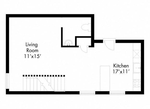 a floor plan of a house with a bedroom and a living room