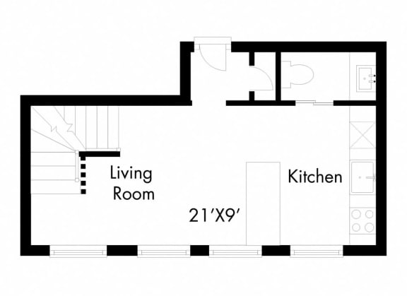 a floor plan of a room with a bedroom and a living room
