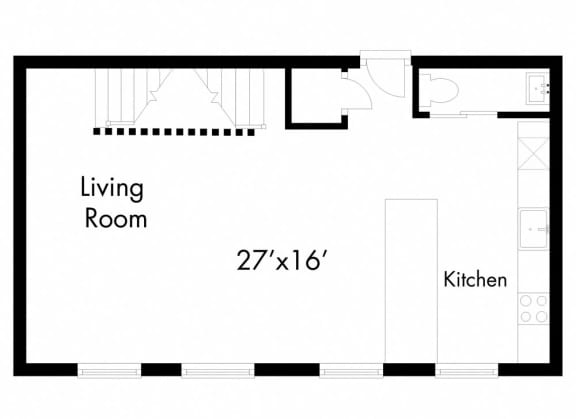 a floor plan of a room with a bedroom and a living room