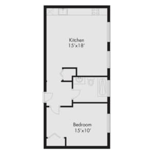 a floor plan of a room with an open