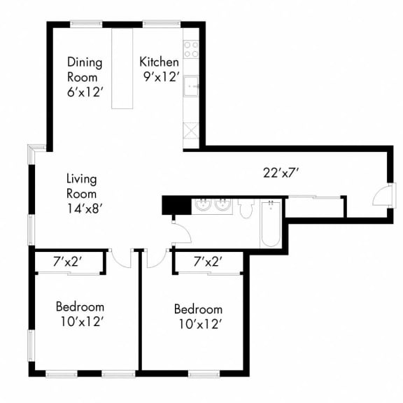a floor plan of a house with a living room and a dining room