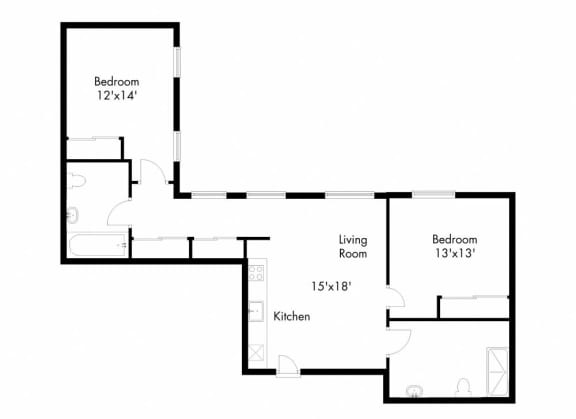 a floor plan of a house with a bedroom and a living room