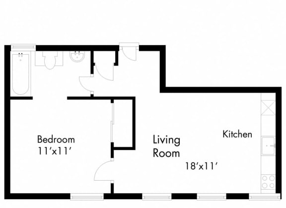 a floor plan of a house with a bedroom and a living room