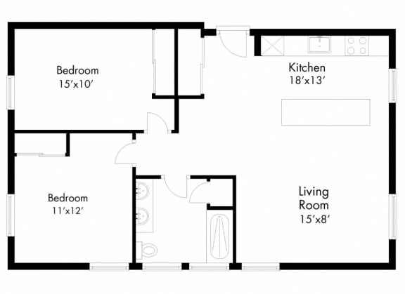 a floor plan of a room with a bedroom and a living room