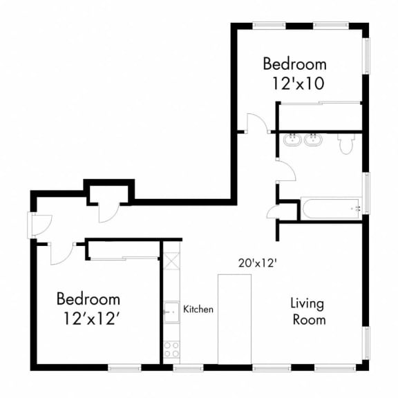 a floor plan of a house with a bedroom and a living room