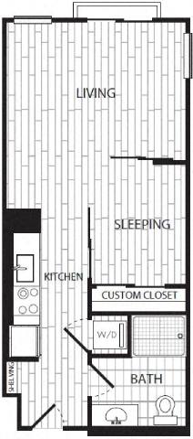 Floor Plan  Studio_I at Coda on H Apartments, Washington, District of Columbia
