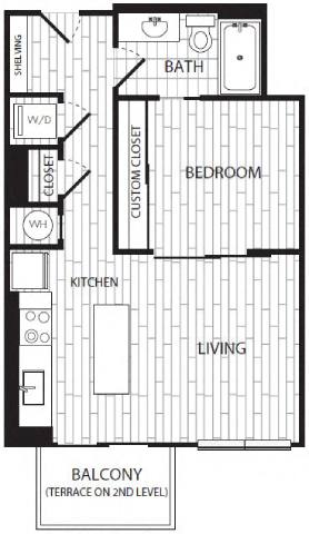 Floor Plan  1Bed 1Bath_C at Coda on H Apartments, Washington, DC