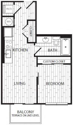 Floor Plan  1Bed 1Bath_G at Coda on H Apartments, District of Columbia