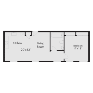 a floor plan of a house that has a kitchen and a living room