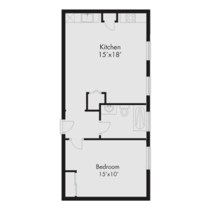 the floor plan of a bedroom apartment
