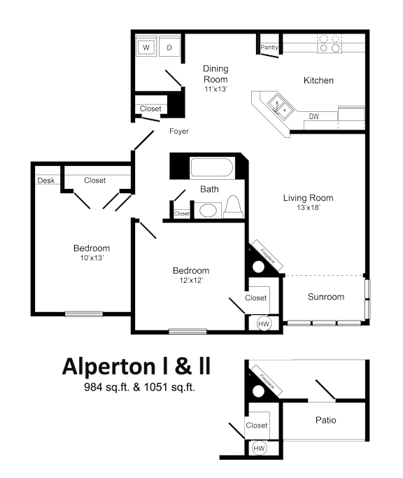 A floor plan of a two-story house with a living room, two bedrooms, a dining room, kitchen, and bathroom.