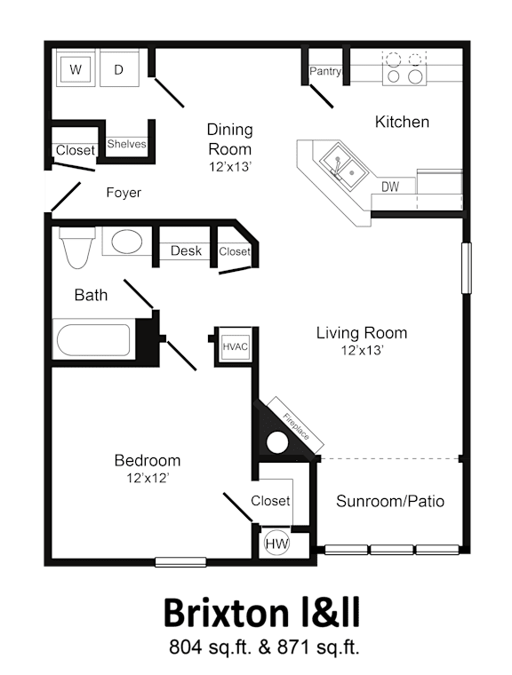 A floor plan of a house with a living room, dining room, kitchen, and bathroom.