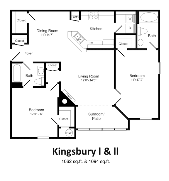 A floor plan of a two-story home with a living room, dining room, kitchen, and three bedrooms.