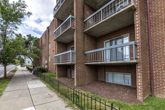 Balconies on a brick building