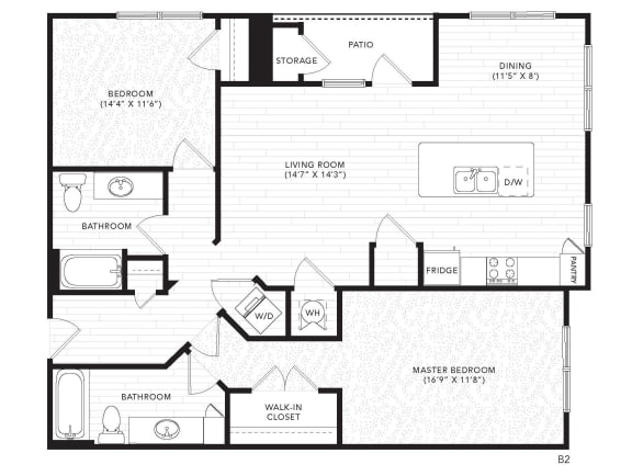 B2 Floor Plan B2 Floor Plan at The Darby, Holly Springs, GA
