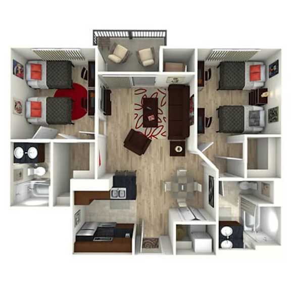 Floor Plan  a 3 bedroom floor plan with a 1193 sq ft apartment