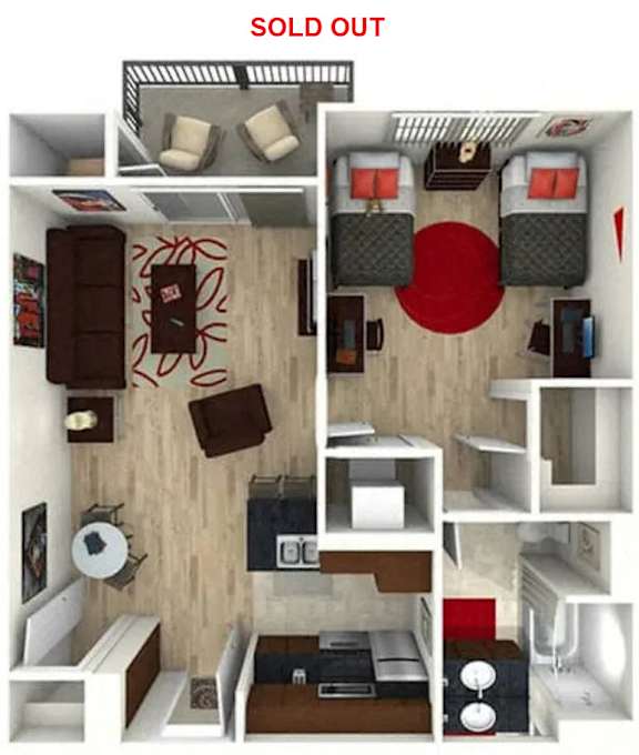 A series of images showing different rooms of a house that is sold out.