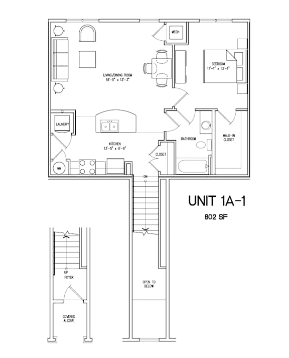 1A-1-802sqft Floor Plan at The Villages at Belle Hill, Elkton, Maryland