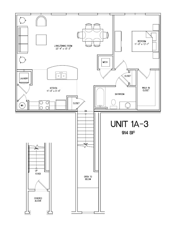 1A-3-914sqft Floor Plan at The Villages at Belle Hill, Elkton
