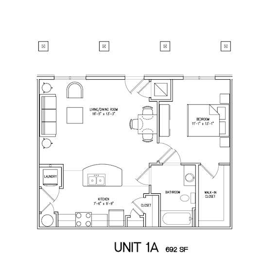 1A-692sqft Floor Plan at The Villages at Belle Hill, Maryland