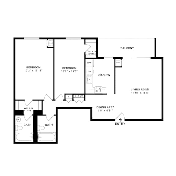 A black and white image of a floor plan for a home.