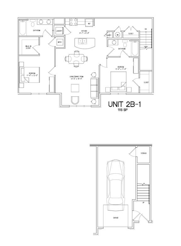 2B-1 1115sqft Floor Plan at The Villages at Belle Hill, Maryland
